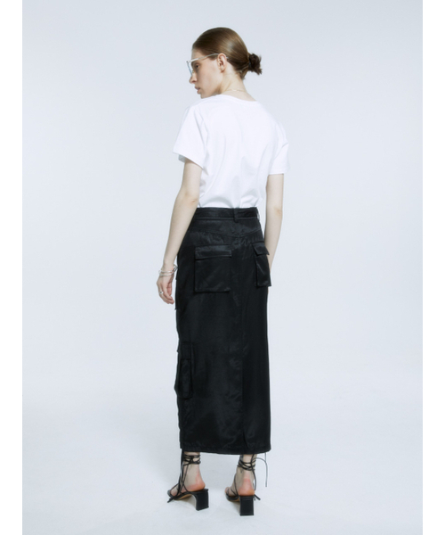 MUSEE(ミューゼ)の「LILY Side String Belted Satin Cargo Long Skirt_Black(スカート・レディース・その他・S/M)」の3枚目の写真