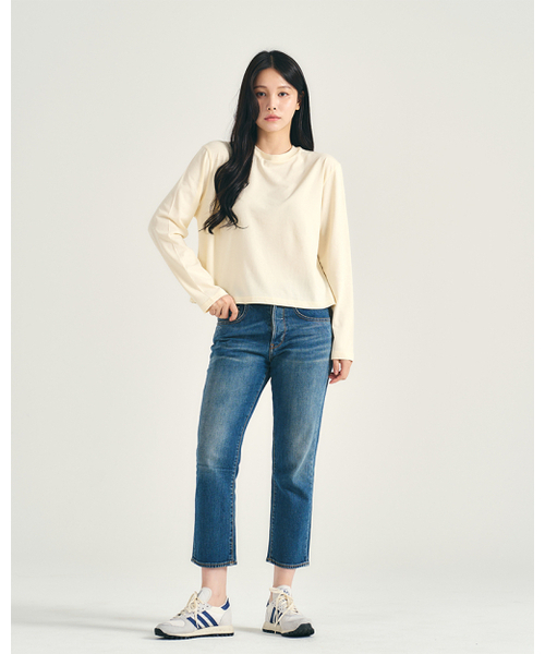 LEVHEARTED(レブハティッド)の「クロップベーシック長袖Tシャツ - イエロー(Tシャツ/カットソー・レディース・その他・FREE)」の1枚目の写真