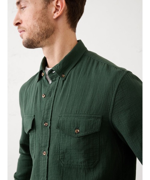 BANANA REPUBLIC FACTORY STORE(バナナリパブリック ファクトリーストア)の「BANANA REPUBLIC FACTORY STORE スタンダードフィット ダブルウィーブ シャツ(シャツ/ブラウス・メンズ・アイボリー/グリーン/ネイビー・M/XL/S/L)」の1枚目の写真