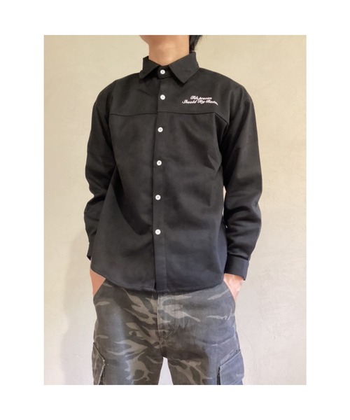 Bling Leads(ブリングリーズ)の「【Blss】【Bling Leads】バックプリント スウェードシャツ(シャツ/ブラウス・メンズ・ブラック/グレー・FREE)」の5枚目の写真