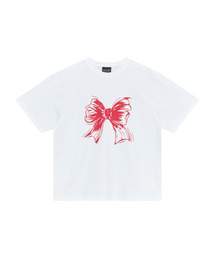 ITZAVIBE（イッザバイブ）の「RIBBON LOGO T SHIRT - WHITE（Tシャツ/カットソー）」