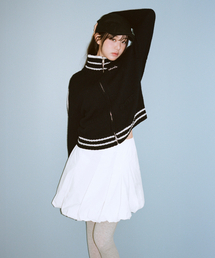 UNBALANCE PLEATS BALLOON SKIRT WHITE