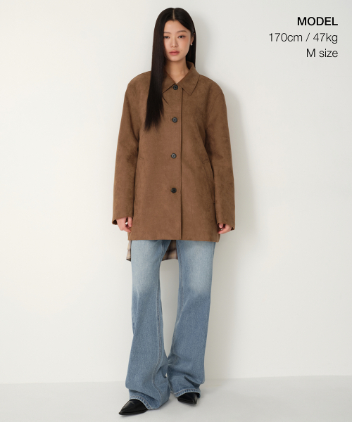 MUSINSA STANDARD WOMAN（ムシンサスタンダードウーマン）の「ウィメンズ シンセティックスエード カーコート [ライトブラウン]（ライダースジャケット・レディース・その他・SMALL/MEDIUM/LARGE/X-SMALL）」の9枚目の写真