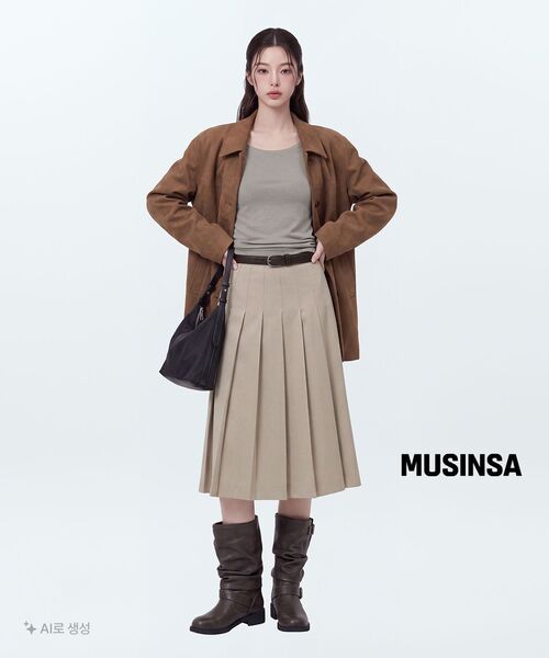 MUSINSA STANDARD WOMAN（ムシンサスタンダードウーマン）の「ウィメンズ シンセティックスエード カーコート [ライトブラウン]（ライダースジャケット・レディース・その他・SMALL/MEDIUM/LARGE/X-SMALL）」の5枚目の写真