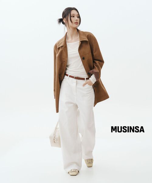 MUSINSA STANDARD WOMAN（ムシンサスタンダードウーマン）の「ウィメンズ シンセティックスエード カーコート [ライトブラウン]（ライダースジャケット・レディース・その他・SMALL/MEDIUM/LARGE/X-SMALL）」の6枚目の写真