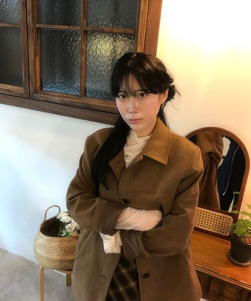 MUSINSA STANDARD WOMAN（ムシンサスタンダードウーマン）の「ウィメンズ シンセティックスエード カーコート [ライトブラウン]（ライダースジャケット・レディース・その他・SMALL/MEDIUM/LARGE/X-SMALL）」の20枚目の写真