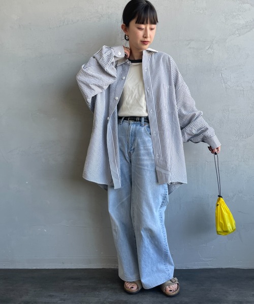 UNIVERSAL OVERALL（ユニバーサルオーバーオール）の「[UNIVERSAL OVERALL/ユニバーサルオーバーオール] 別注 ビッグシルエット パジャマシャツ（シャツ/ブラウス・レディース・ブラック/ブルー/ブルー系その他・M/L）」の5枚目の写真