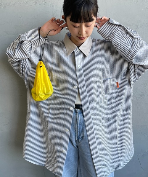 UNIVERSAL OVERALL（ユニバーサルオーバーオール）の「[UNIVERSAL OVERALL/ユニバーサルオーバーオール] 別注 ビッグシルエット パジャマシャツ（シャツ/ブラウス・レディース・ブラック/ブルー/ブルー系その他・M/L）」の8枚目の写真