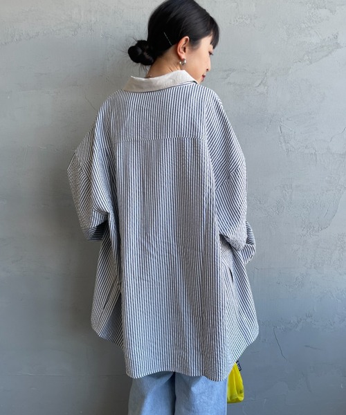 UNIVERSAL OVERALL（ユニバーサルオーバーオール）の「[UNIVERSAL OVERALL/ユニバーサルオーバーオール] 別注 ビッグシルエット パジャマシャツ（シャツ/ブラウス・レディース・ブラック/ブルー/ブルー系その他・M/L）」の11枚目の写真