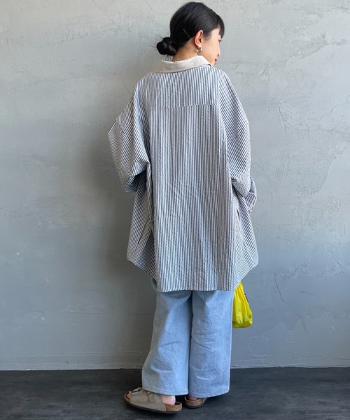 UNIVERSAL OVERALL（ユニバーサルオーバーオール）の「[UNIVERSAL OVERALL/ユニバーサルオーバーオール] 別注 ビッグシルエット パジャマシャツ（シャツ/ブラウス・レディース・ブラック/ブルー/ブルー系その他・M/L）」の14枚目の写真