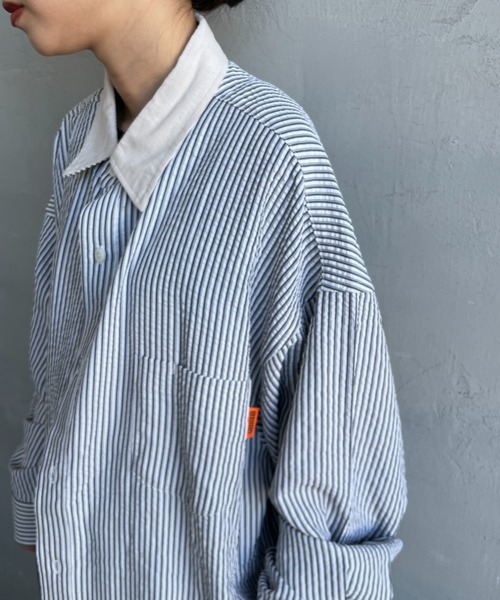 UNIVERSAL OVERALL（ユニバーサルオーバーオール）の「[UNIVERSAL OVERALL/ユニバーサルオーバーオール] 別注 ビッグシルエット パジャマシャツ（シャツ/ブラウス・レディース・ブラック/ブルー/ブルー系その他・M/L）」の15枚目の写真