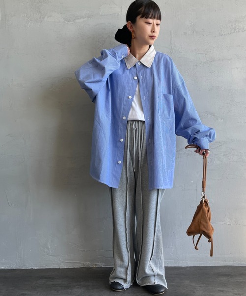 UNIVERSAL OVERALL（ユニバーサルオーバーオール）の「[UNIVERSAL OVERALL/ユニバーサルオーバーオール] 別注 ビッグシルエット パジャマシャツ（シャツ/ブラウス・レディース・ブラック/ブルー/ブルー系その他・M/L）」の7枚目の写真