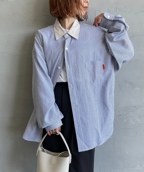 UNIVERSAL OVERALL（ユニバーサルオーバーオール）の「[UNIVERSAL OVERALL/ユニバーサルオーバーオール] 別注 ビッグシルエット パジャマシャツ（シャツ/ブラウス・レディース・ブラック/ブルー/ブルー系その他・M/L）」の20枚目の写真