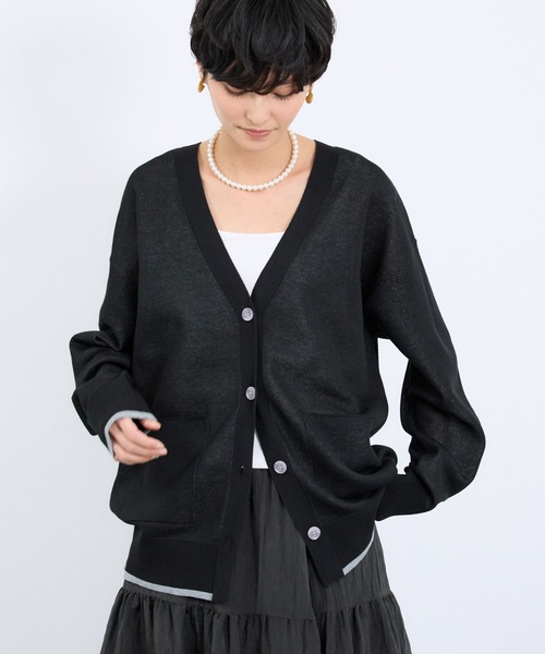 BARNYARDSTORM(バンヤードストーム)の「BARNYARDSTORM / シア-バックロゴカーディガン / ハンドウォッシャブル(カーディガン/ボレロ・レディース・ブラック/オフホワイト/グレー・FREE)」の12枚目の写真