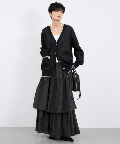 BARNYARDSTORM(バンヤードストーム)の「BARNYARDSTORM / シア-バックロゴカーディガン / ハンドウォッシャブル(カーディガン/ボレロ・レディース・ブラック/オフホワイト/グレー・FREE)」の7枚目の写真