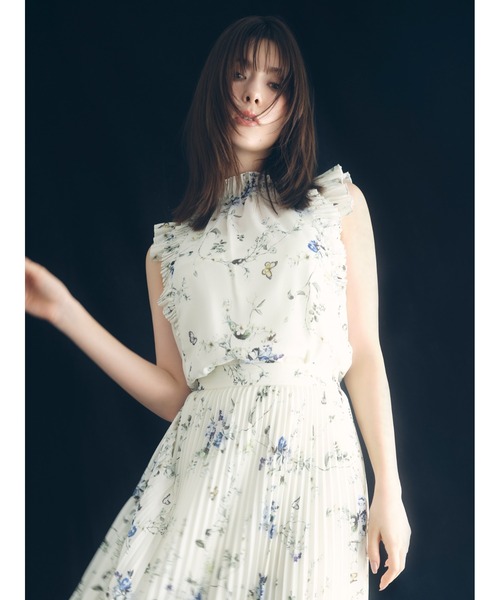 FRAY I.D(フレイアイディー)の「フラワープリントギャザーフリルブラウス(シャツ/ブラウス・レディース・アイボリー/ミント/ネイビー・F)」の3枚目の写真