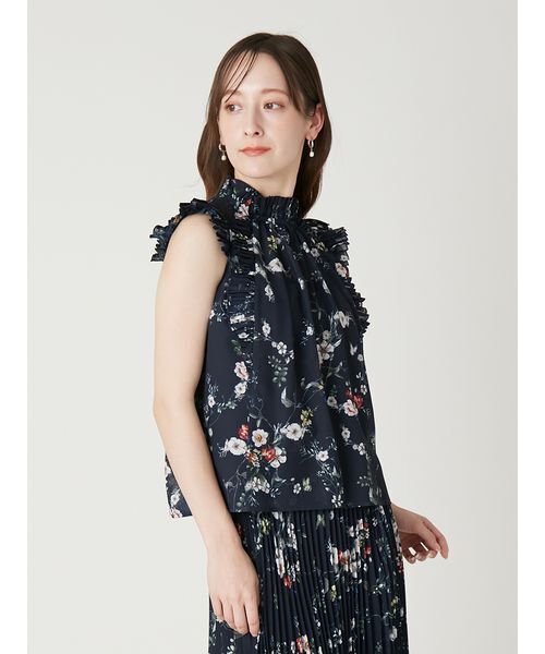 FRAY I.D(フレイアイディー)の「フラワープリントギャザーフリルブラウス(シャツ/ブラウス・レディース・アイボリー/ミント/ネイビー・F)」の12枚目の写真