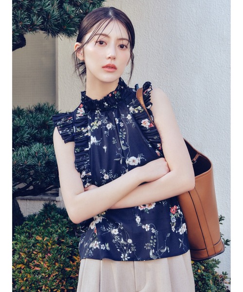 FRAY I.D(フレイアイディー)の「フラワープリントギャザーフリルブラウス(シャツ/ブラウス・レディース・アイボリー/ミント/ネイビー・F)」の7枚目の写真