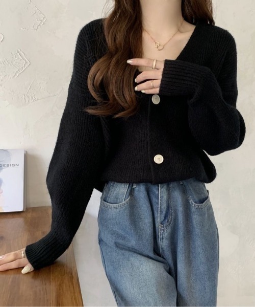 Beststore(ベストストア)の「フェミニン ニットカーディガン ゆったり レディース(カーディガン/ボレロ・レディース・イエロー/パープル/ベージュ/ワインレッド/ピンク/ライトグリーン/ブルー/ブラック/アイボリー/オレンジ・FREE)」の15枚目の写真