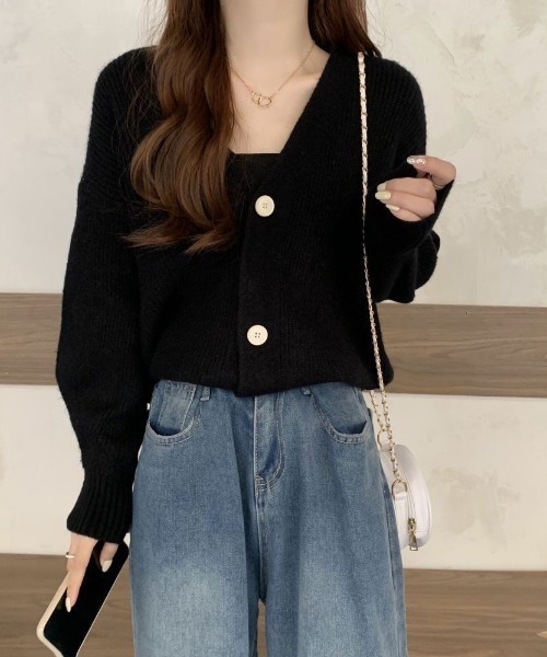 Beststore(ベストストア)の「フェミニン ニットカーディガン ゆったり レディース(カーディガン/ボレロ・レディース・イエロー/パープル/ベージュ/ワインレッド/ピンク/ライトグリーン/ブルー/ブラック/アイボリー/オレンジ・FREE)」の16枚目の写真