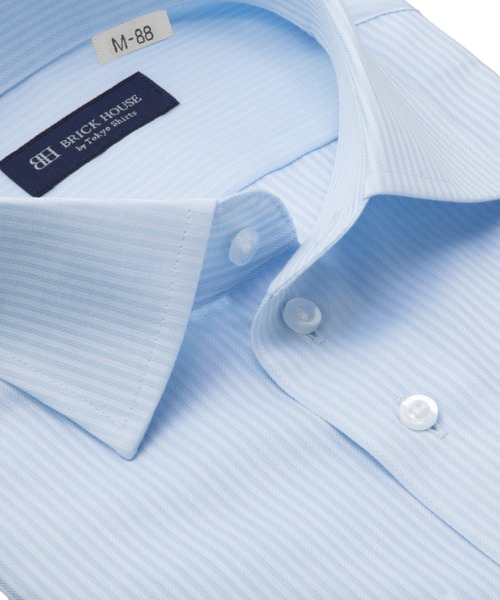TOKYO SHIRTS（トウキョウシャツ）の「【吸水速乾】 形態安定ノンアイロン ワイド 長袖ビジネスワイシャツ（大きいサイズ・長いサイズ）（ビジネスシャツ・メンズ・サックスブルー・首回り39cm-裄丈88cm/首回り41cm-裄丈90cm/首回り42cm-裄丈90cm/首回り45cm-裄丈82cm/首回り45cm-裄丈86cm/首回り45cm-裄丈90cm/首回り47cm-裄丈86cm/首回り47cm-裄丈90cm）」の2枚目の写真