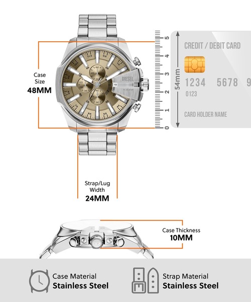 DIESEL(ディーゼル)の「ディーゼル 腕時計 メンズ アナログ ステンレス DZ4702(アナログ腕時計・メンズ・シルバー・FREE)」の8枚目の写真
