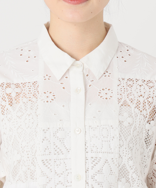 JOURNAL STANDARD relume（ジャーナルスタンダード　レリューム）の「《追加》パッチワークレースショートシャツ（シャツ/ブラウス・レディース・ホワイト・FREE）」の14枚目の写真