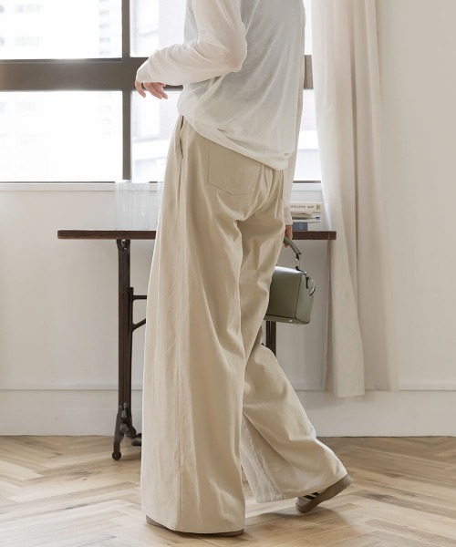 slattgir(スラットジール)の「高身長 ツイルタックワイドパンツ(トールサイズ)Essenave(その他パンツ・レディース・カーキ/ライトベージュ・TM/TL/TLL/T3L)」の8枚目の写真