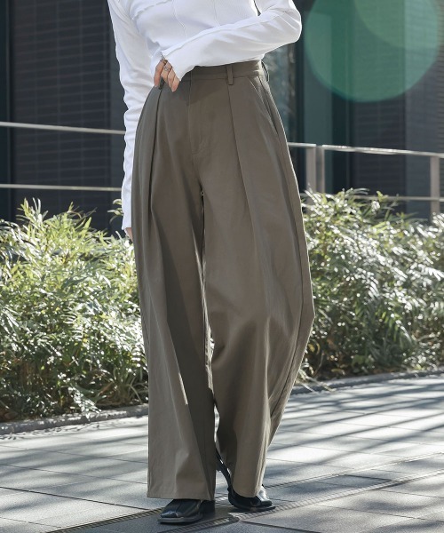 slattgir(スラットジール)の「高身長 ツイルタックワイドパンツ(トールサイズ)Essenave(その他パンツ・レディース・カーキ/ライトベージュ・TM/TL/TLL/T3L)」の14枚目の写真