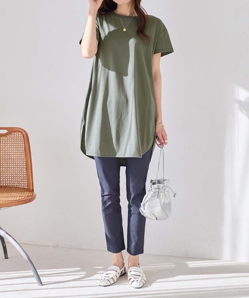 Viola e Viola(ヴィオラエヴィオラ)の「ひんやり&さらり綿混チュニックTシャツ(チュニック・レディース・グレー系その他/オリーブ/ブラック/チャコール/ホワイト系その他・M/L/LL)」の10枚目の写真