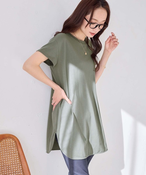 Viola e Viola(ヴィオラエヴィオラ)の「ひんやり&さらり綿混チュニックTシャツ(チュニック・レディース・グレー系その他/オリーブ/ブラック/チャコール/ホワイト系その他・M/L/LL)」の8枚目の写真