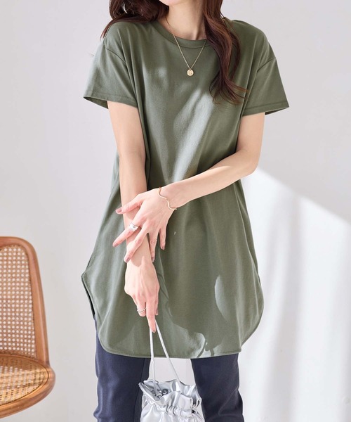 Viola e Viola(ヴィオラエヴィオラ)の「ひんやり&さらり綿混チュニックTシャツ(チュニック・レディース・グレー系その他/オリーブ/ブラック/チャコール/ホワイト系その他・M/L/LL)」の7枚目の写真