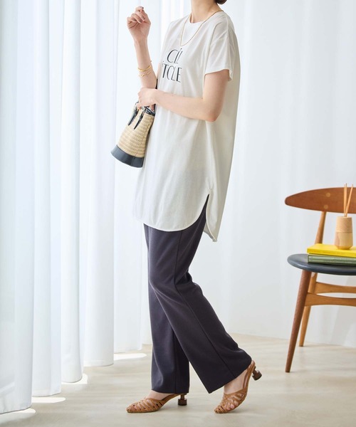 Viola e Viola(ヴィオラエヴィオラ)の「ひんやり&さらり綿混チュニックTシャツ(チュニック・レディース・グレー系その他/オリーブ/ブラック/チャコール/ホワイト系その他・M/L/LL)」の19枚目の写真