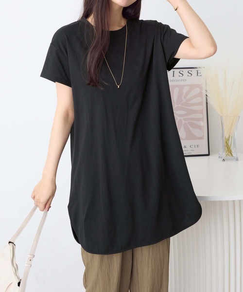 Viola e Viola(ヴィオラエヴィオラ)の「ひんやり&さらり綿混チュニックTシャツ(チュニック・レディース・グレー系その他/オリーブ/ブラック/チャコール/ホワイト系その他・M/L/LL)」の20枚目の写真