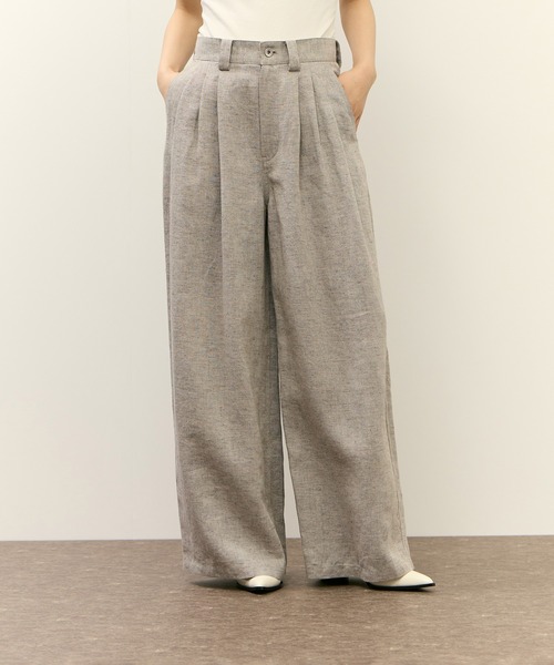 ADAM ET ROPE'（アダムエロペ）の「リネンタックパンツ（その他パンツ・レディース・ベージュ・36/38）」の6枚目の写真
