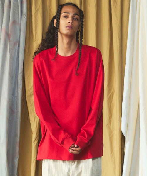MAISON SPECIAL(メゾンスペシャル)の「《UNISEX》Smashing Punch Prime-Over Crew Neck Long Sleeve T-Shirt/スマッシングポンチプライムオーバーロングスリーブTシャツ【MAISON SPECIAL/メゾンスペシャル】(Tシャツ/カットソー・メンズ・ライトブルー/レッド/ブラック/ホワイト/チャコールグレー・0/2/1)」の1枚目の写真