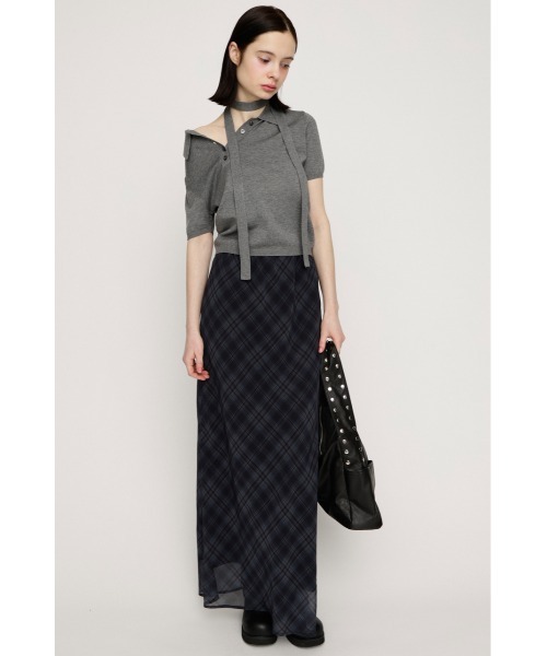 SLY(スライ)の「HG KNIT POLO TOPS ハイゲージニットポロトップス 春服(ポロシャツ・レディース・杢グレー/レッド系その他/ブルー系その他・FREE)」の5枚目の写真