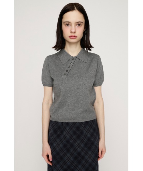 SLY(スライ)の「HG KNIT POLO TOPS ハイゲージニットポロトップス 春服(ポロシャツ・レディース・杢グレー/レッド系その他/ブルー系その他・FREE)」の7枚目の写真