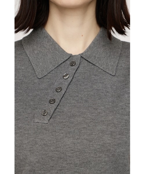 SLY(スライ)の「HG KNIT POLO TOPS ハイゲージニットポロトップス 春服(ポロシャツ・レディース・杢グレー/レッド系その他/ブルー系その他・FREE)」の10枚目の写真