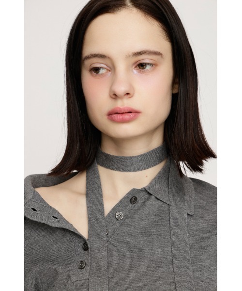 SLY(スライ)の「HG KNIT POLO TOPS ハイゲージニットポロトップス 春服(ポロシャツ・レディース・杢グレー/レッド系その他/ブルー系その他・FREE)」の13枚目の写真