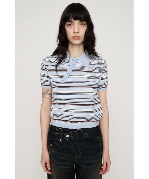 SLY(スライ)の「HG KNIT POLO TOPS ハイゲージニットポロトップス 春服(ポロシャツ・レディース・杢グレー/レッド系その他/ブルー系その他・FREE)」の17枚目の写真