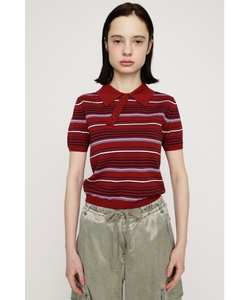 SLY(スライ)の「HG KNIT POLO TOPS ハイゲージニットポロトップス 春服(ポロシャツ・レディース・杢グレー/レッド系その他/ブルー系その他・FREE)」の22枚目の写真