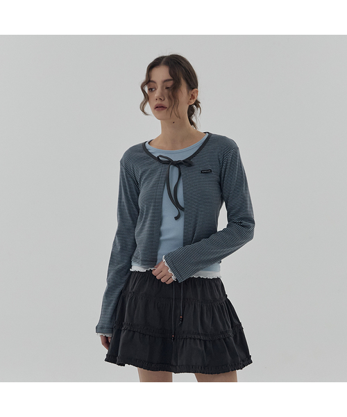 DEARSTALKER(ディアストーカー)の「D. BASIC PATTERNED STRING CARDIGAN - 4 COLOR(カーディガン/ボレロ・レディース・ネイビー/ブラック/チャコール/ブルー・FREE)」の4枚目の写真