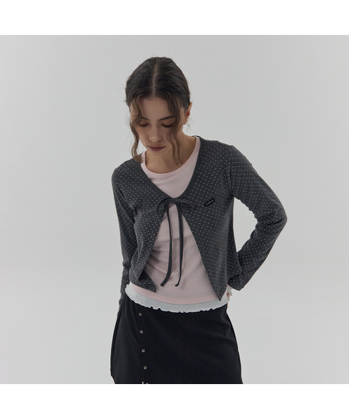 DEARSTALKER(ディアストーカー)の「D. BASIC PATTERNED STRING CARDIGAN - 4 COLOR(カーディガン/ボレロ・レディース・ネイビー/ブラック/チャコール/ブルー・FREE)」の3枚目の写真