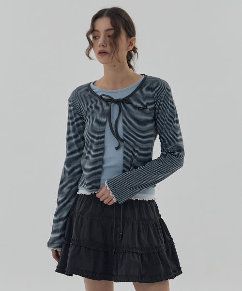 DEARSTALKER(ディアストーカー)の「D. BASIC PATTERNED STRING CARDIGAN - 4 COLOR(カーディガン/ボレロ・レディース・ネイビー/ブラック/チャコール/ブルー・FREE)」の6枚目の写真