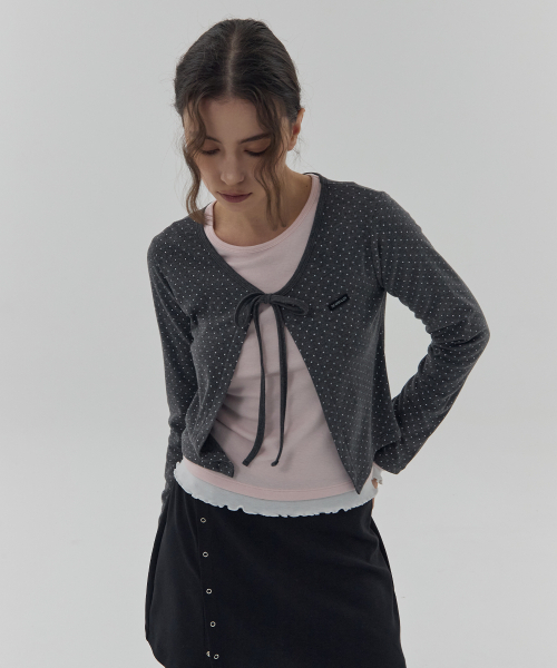 DEARSTALKER(ディアストーカー)の「D. BASIC PATTERNED STRING CARDIGAN - 4 COLOR(カーディガン/ボレロ・レディース・ネイビー/ブラック/チャコール/ブルー・FREE)」の7枚目の写真