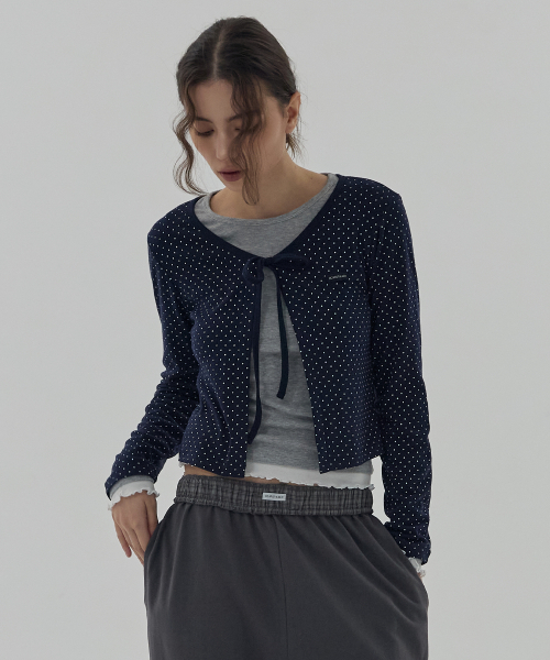 DEARSTALKER(ディアストーカー)の「D. BASIC PATTERNED STRING CARDIGAN - 4 COLOR(カーディガン/ボレロ・レディース・ネイビー/ブラック/チャコール/ブルー・FREE)」の8枚目の写真