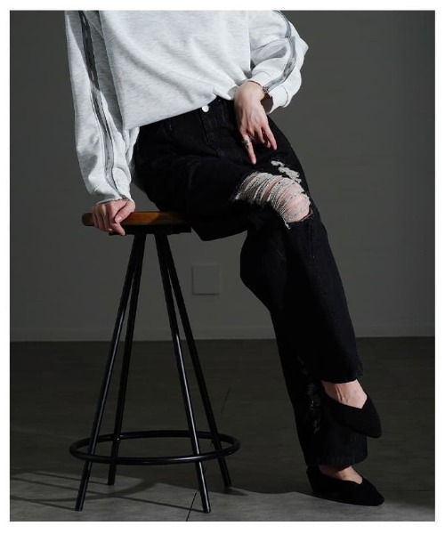 Sawa a la mode(サワアラモード)の「デニムダメージパンツ(デニムパンツ・レディース・ブラック/ブルー・FREE)」の19枚目の写真