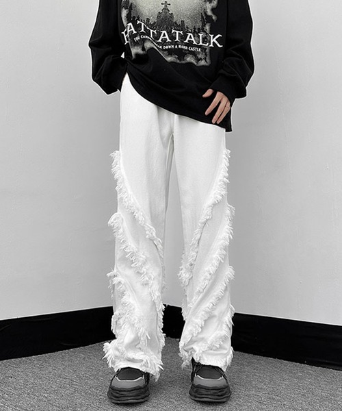 Revo.（レボ）の「スパイラル カットオフ フリンジデザイン フレアパンツ（その他パンツ・メンズ・ホワイト/ブラック・XL/L/M）」の14枚目の写真