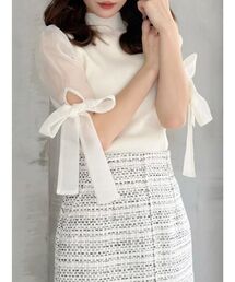 MERCURYDUO | 異素材リボンスリーブニット(ニット/セーター)